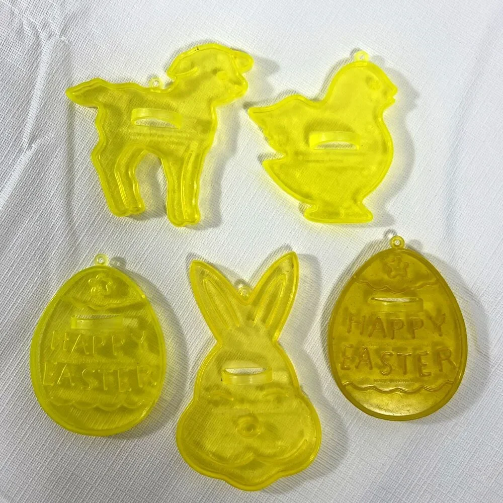 Vintage Cookie Cutters - Easter - Translucent Plastic - Set of 5 - Lot